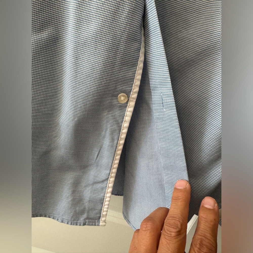 BOSS - Slim-fit shirt in  blue geometric-print Size 42 16 1/2 - Picture 5 of 16